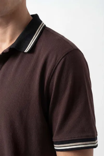 Kahverengi Polo Yaka Erkek Tişört 435386