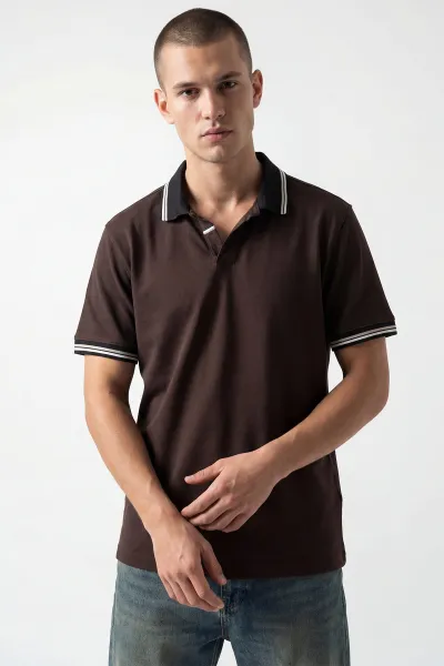 Kahverengi Polo Yaka Erkek Tişört 435386