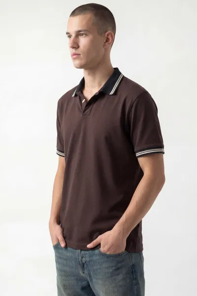 Kahverengi Polo Yaka Erkek Tişört 435386