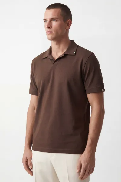 Kahverengi Polo Yaka Erkek Tişört 435467