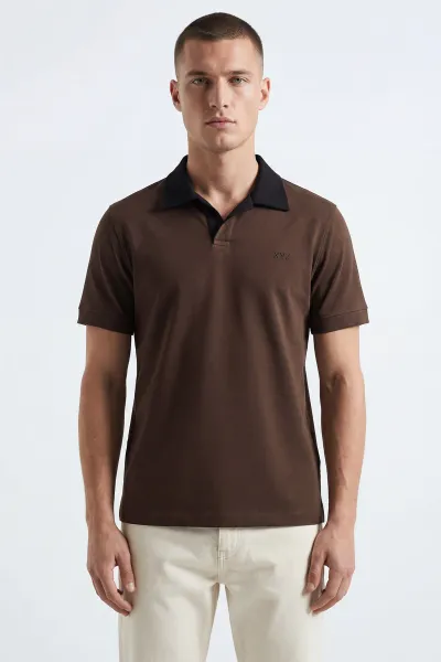 Kahverengi Polo Yaka Erkek Tişört 435553