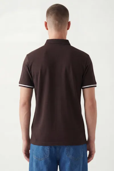 Kahverengi Polo Yaka Osyho Kumaş Erkek Tişört 433151