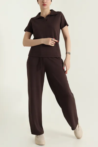 kahverengi-polo-yaka-oysho-kadin-ikili-takim-430087