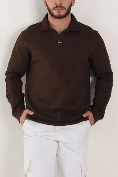 kahverengi-polo-yaka-uzun-kollu-erkek-sweatshirt-397137