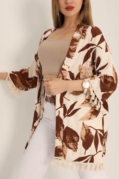 Kahverengi Püsküllü Bürümcük Kimono 173679