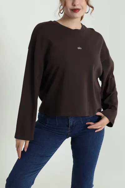 Kahverengi Rahat Kalıp Kadın Body Bluz 483593