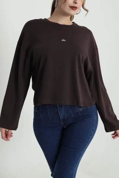 Kahverengi Rahat Kalıp Kadın Body Bluz 483593