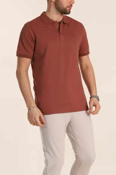 Kahverengi Regular Fit Basic Polo Yaka Erkek Tişört 342467