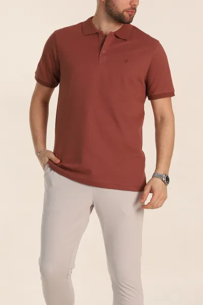 Kahverengi Regular Fit Basic Polo Yaka Erkek Tişört 342467
