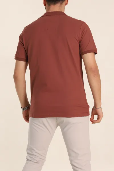 Kahverengi Regular Fit Basic Polo Yaka Erkek Tişört 342467