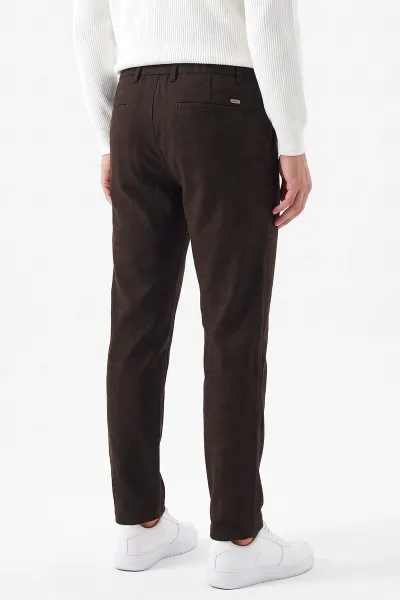 Kahverengi Regular Fit Belden Bağlamalı Erkek Pantolon 493178