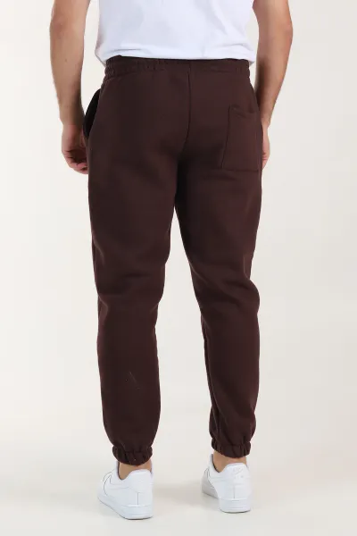Kahverengi Regular Fit Üç İp Şardonlu Paça Lastikli Erkek Eşofman Altı 405434