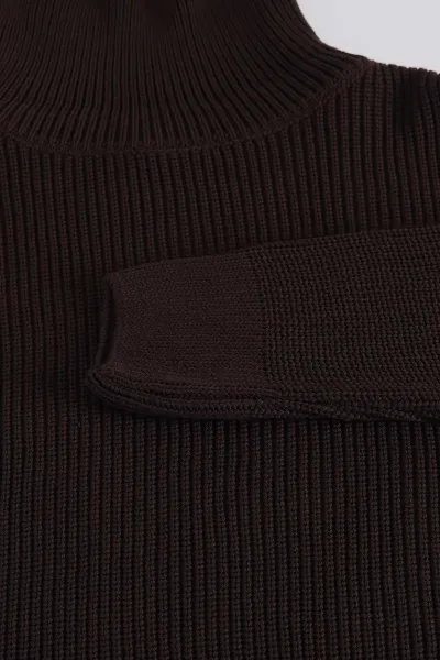 Kahverengi Relaxed Fit Balıkçı Yaka Erkek Triko Kazak 397756