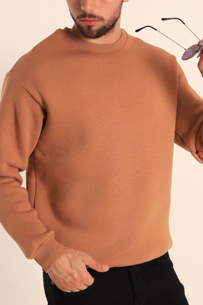 kahverengi-relaxed-fit-basic-sardonlu-erkek-sweatshirt-210299