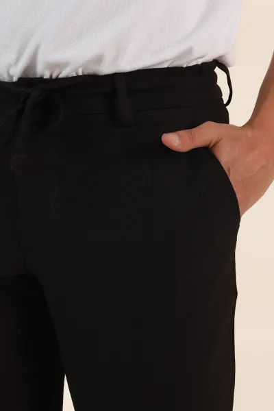 Kahverengi Relaxed Fit Bel Bağlamalı Duble Paça Erkek Kumaş Pantolon 368388