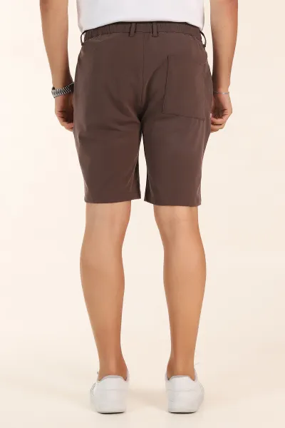 Kahverengi Relaxed Fit Bel Lastikli Likralı Erkek Şort 380968