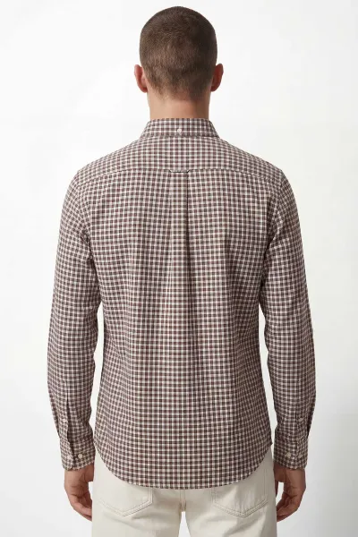 Kahverengi Relaxed Fit Ekose Desen Erkek Gömlek 435793