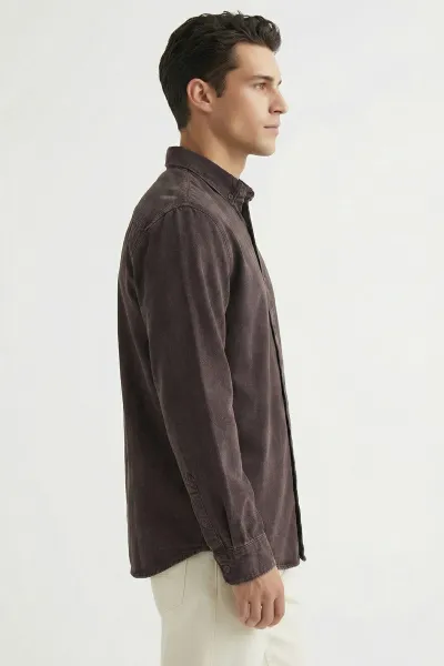 Kahverengi Relaxed Fit Erkek Kot Gömlek 419376