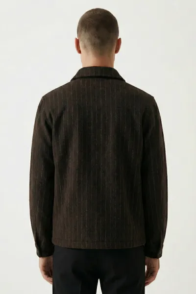 Kahverengi Relaxed Fit İçi Astarlı Erkek Kaşe Ceket 418930