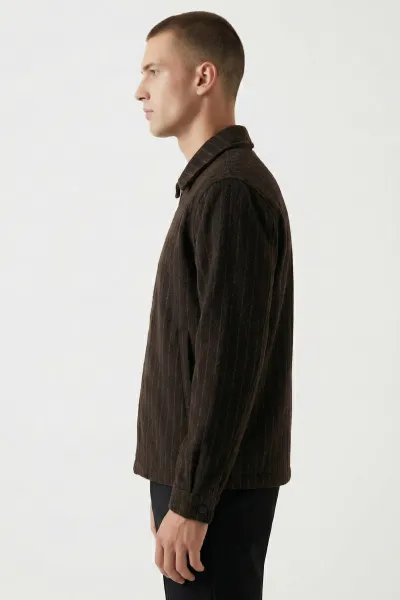 Kahverengi Relaxed Fit İçi Astarlı Erkek Kaşe Ceket 418930