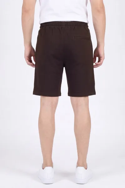Kahverengi Relaxed Fit İki İp Şardonsuz Kabartma Baskılı Erkek Şort 467385
