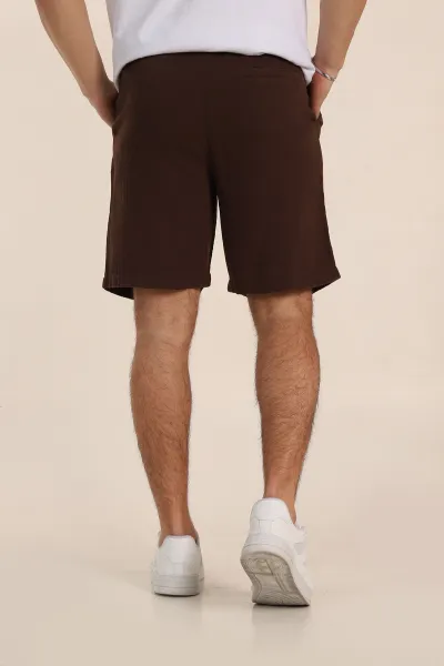 Kahverengi Relaxed Fit Kalın Müslin Keten Erkek Şort 354066