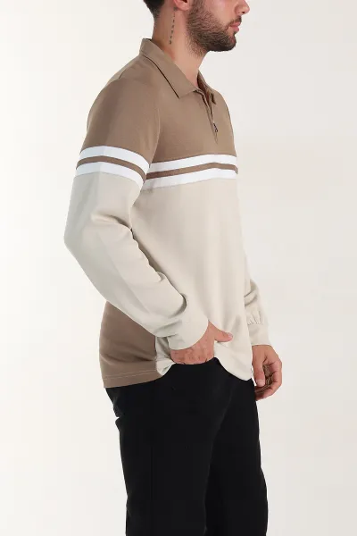 Kahverengi Relaxed Fit Oysho Kumaş Fermuarlı Polo Yaka Sweatshirt 399550