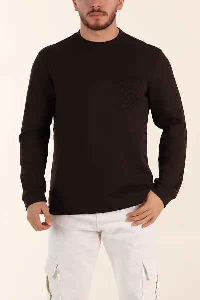 kahverengi-relaxed-fit-oysho-kumas-kabartma-detayli-erkek-sweatshirt-393281