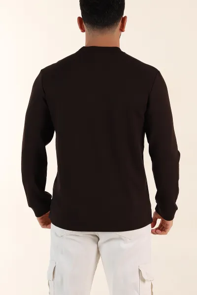 Kahverengi Relaxed Fit Oysho Kumaş Kabartma Detaylı Erkek Sweatshirt 393281
