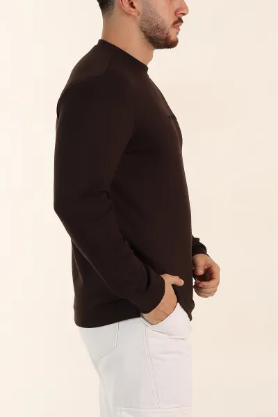 Kahverengi Relaxed Fit Oysho Kumaş Kabartma Yazılı Erkek Sweatshirt 393293