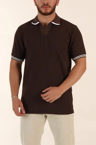 kahverengi-relaxed-fit-petek-dokulu-patli-polo-yaka-erkek-tisort-370260