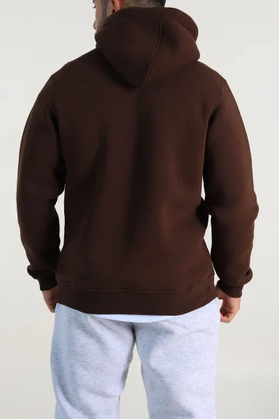 Kahverengi Relaxed Fit Üç İp Şardonlu Kabartma Detaylı Erkek Sweatshirt 311127
