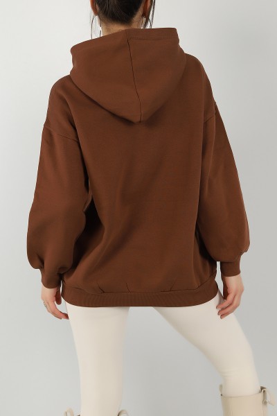 Kahverengi Şardonlu Baskılı Bayan Sweat 144903