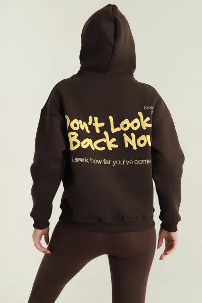 Kahverengi Şardonlu Nakışlı Kadın Sweat 417932