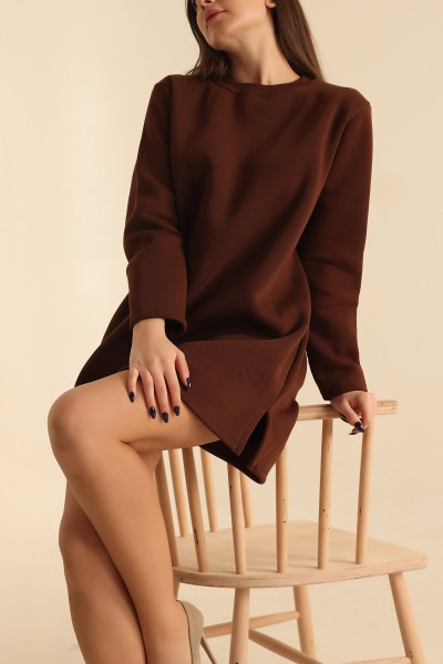 Kahverengi Şardonlu Sweat Tunik 216999