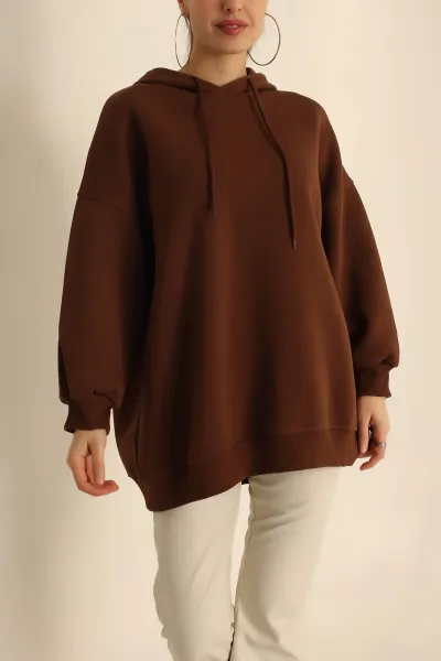 Kahverengi Şardonlu Sweat Tunik 225627