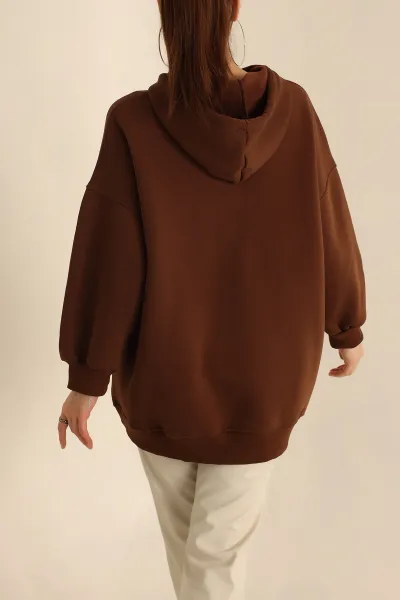 Kahverengi Şardonlu Sweat Tunik 225627