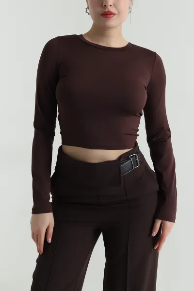 Kahverengi Scuba Kadın Bluz 499459