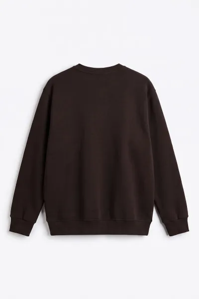 Kahverengi Selanik Bisiklet Yaka Uzun Kol Erkek Sweatshirt 494510