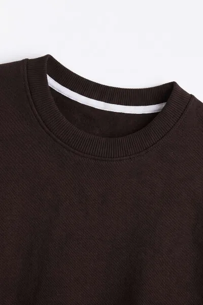 Kahverengi Selanik Bisiklet Yaka Uzun Kol Erkek Sweatshirt 494510