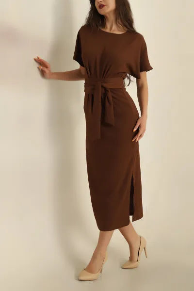 kahverengi-seul-kumas-kendinden-kemerli-elbise-264772