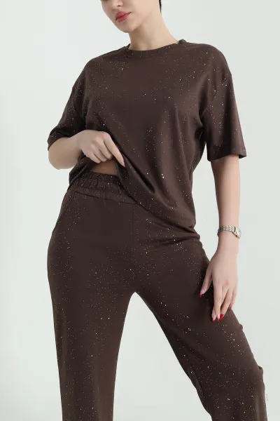 Kahverengi Simli Modal Kadın İkili Takım 439841