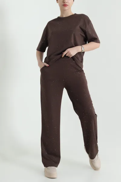 Kahverengi Simli Modal Kadın İkili Takım 439841