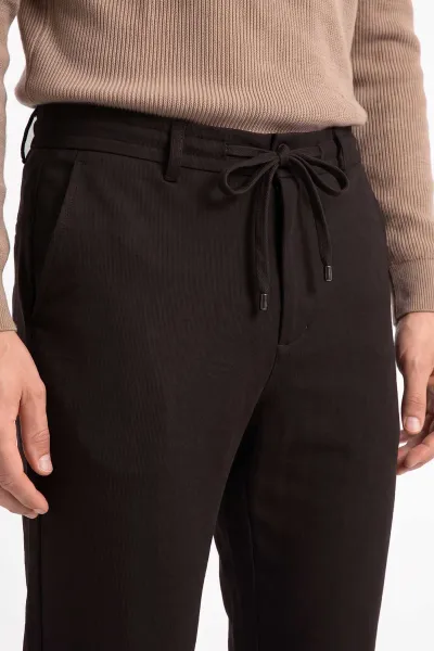 Kahverengi Slim Fit Belden Bağlamalı Erkek Pantolon 493203