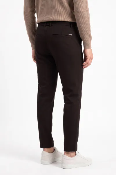 Kahverengi Slim Fit Belden Bağlamalı Erkek Pantolon 493203