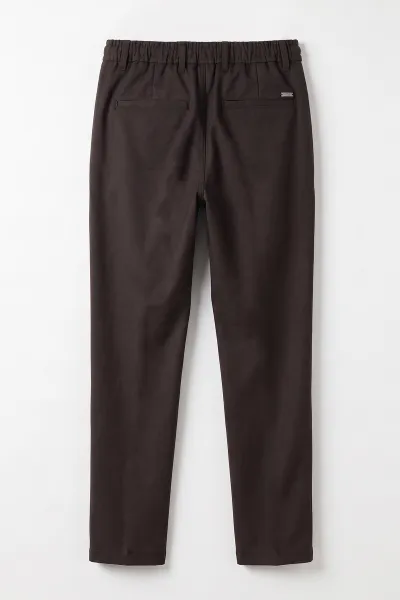 Kahverengi  Slim Fit Belden Bağlamalı Erkek Pantolon 493215