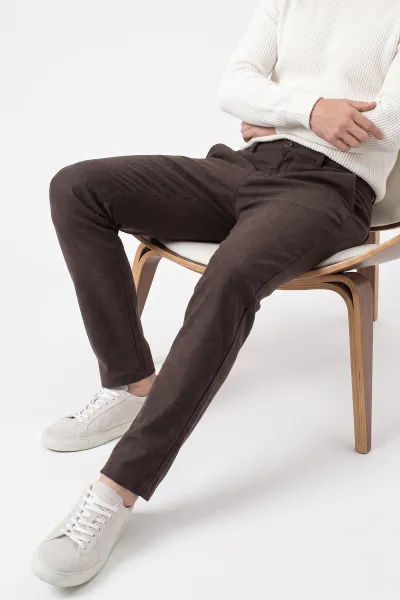 Kahverengi Slim Fit Cep Detaylı Erkek Pantolon 493266