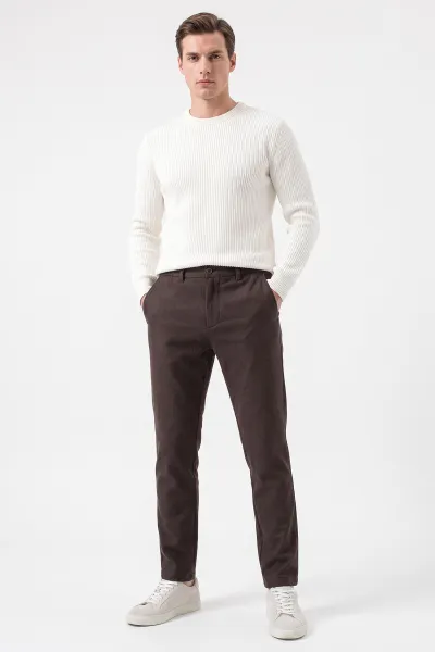 Kahverengi Slim Fit Cep Detaylı Erkek Pantolon 493266