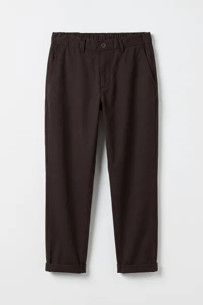 Kahverengi  Slim Fit Duble Paça Erkek Pantolon 493252