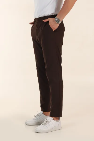 Kahverengi Slim Fit Erkek Kumaş Pantolon 367970